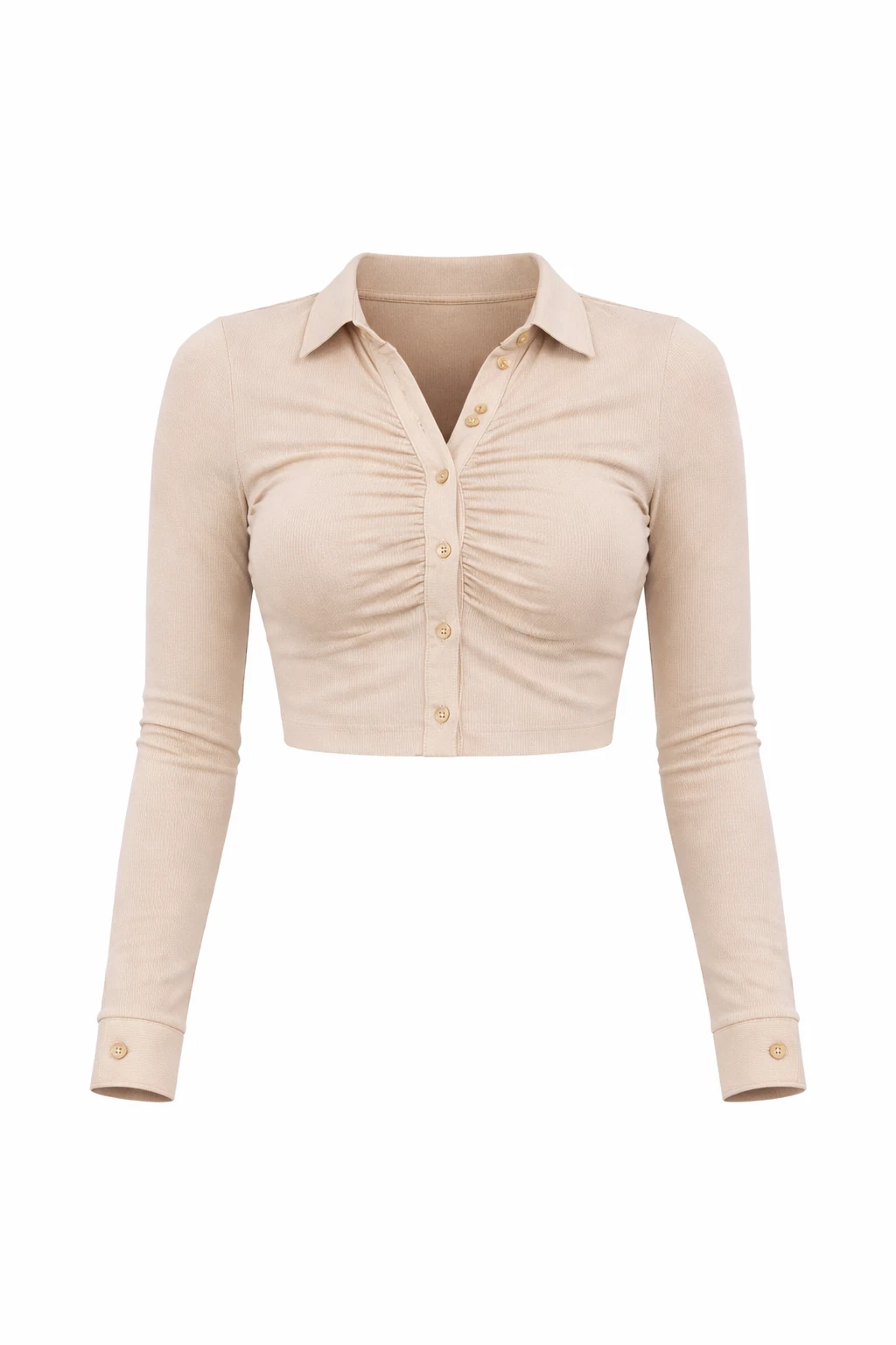 Women's Soft Stretch Crop Top - Long Sleeve Slim Fit Casual