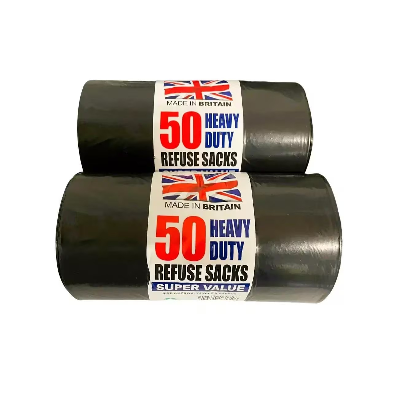 50 Heavy Duty Black Refuse Sacks - Strong Tear Resistant Bin Bags