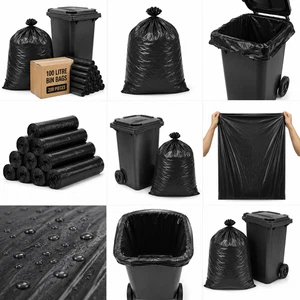100L Heavy Duty Black Bin Bags - 200 Pack Strong Refuse Sacks