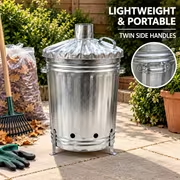 Galvanised Metal Garden Incinerator Bin with Chimney
