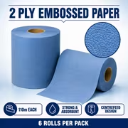 Centrefeed Paper Towel Rolls - 2 Ply Embossed, 110m Each