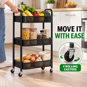 3-Tier Rolling Storage Trolley with Wheels - 60kg Capacity