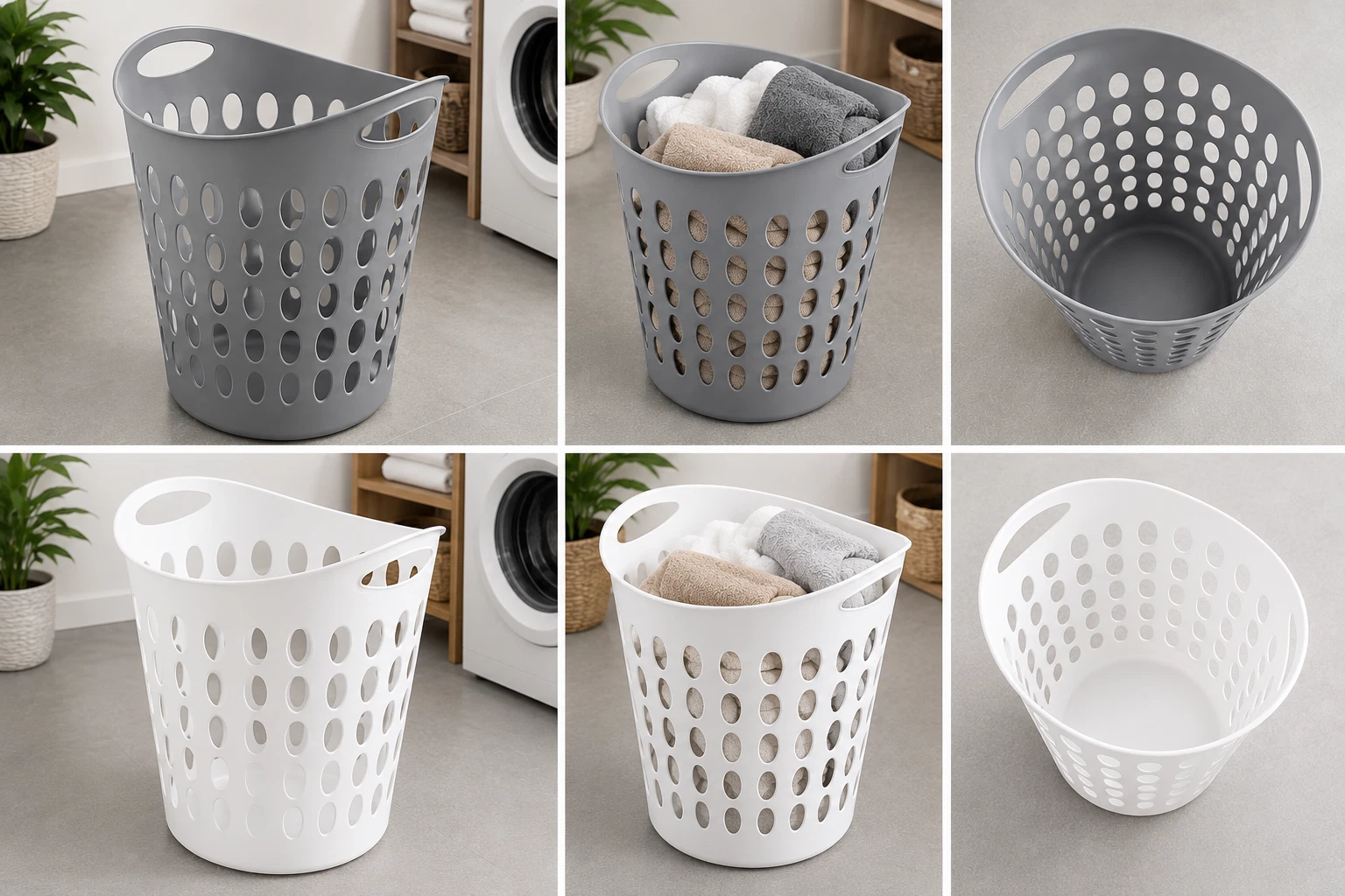 Large Plastic Laundry Basket - Clothes Hamper & Storage Bin