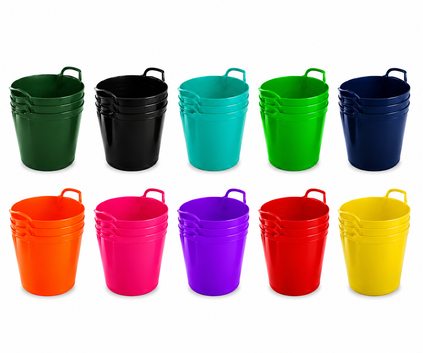 12 x Large 42L Flexi Tub - Flexible Builders Plastic Bucket with Handle