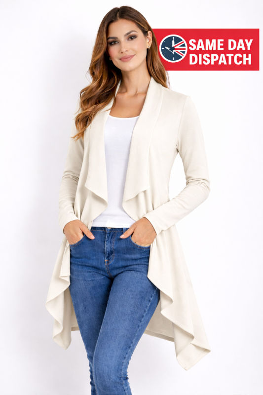 Women's Waterfall Cardigan - Long Sleeve Open Front Casual Longline Coat