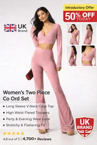 Nude Long Sleeve Tie Front Crop Top with High Waist Flare Pants