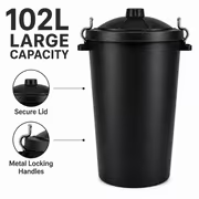 112L Extra Large Plastic Dustbin with Locking Lid