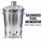 Galvanised Metal Garden Incinerator Bin with Chimney