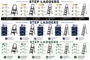 Heavy Duty Folding Platform Ladder - 2 to 6 Step Anti-Slip Steel