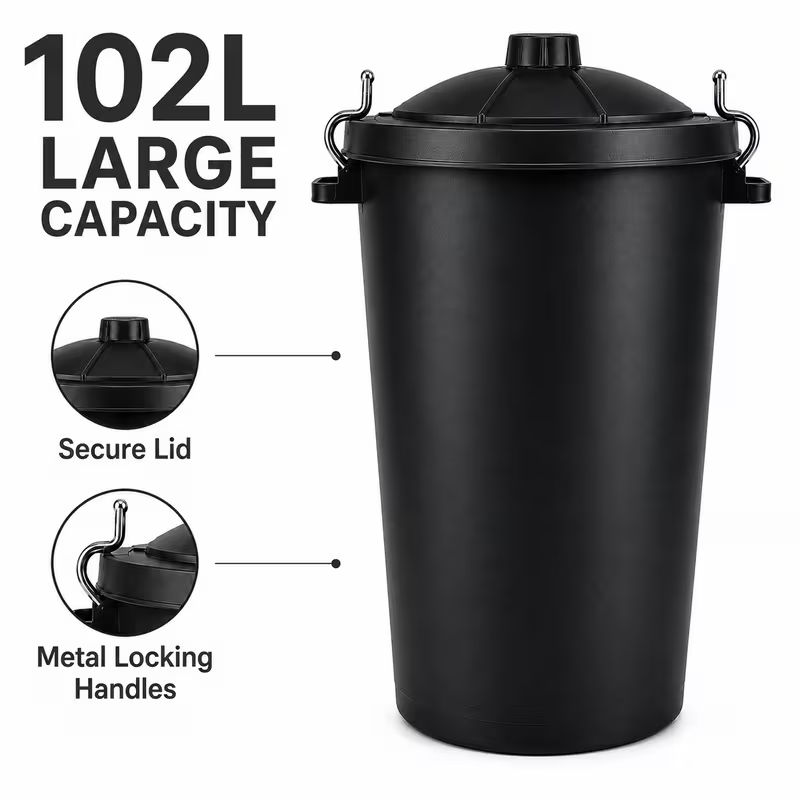 102L Extra Large Heavy Duty Dustbin with Locking Lid
